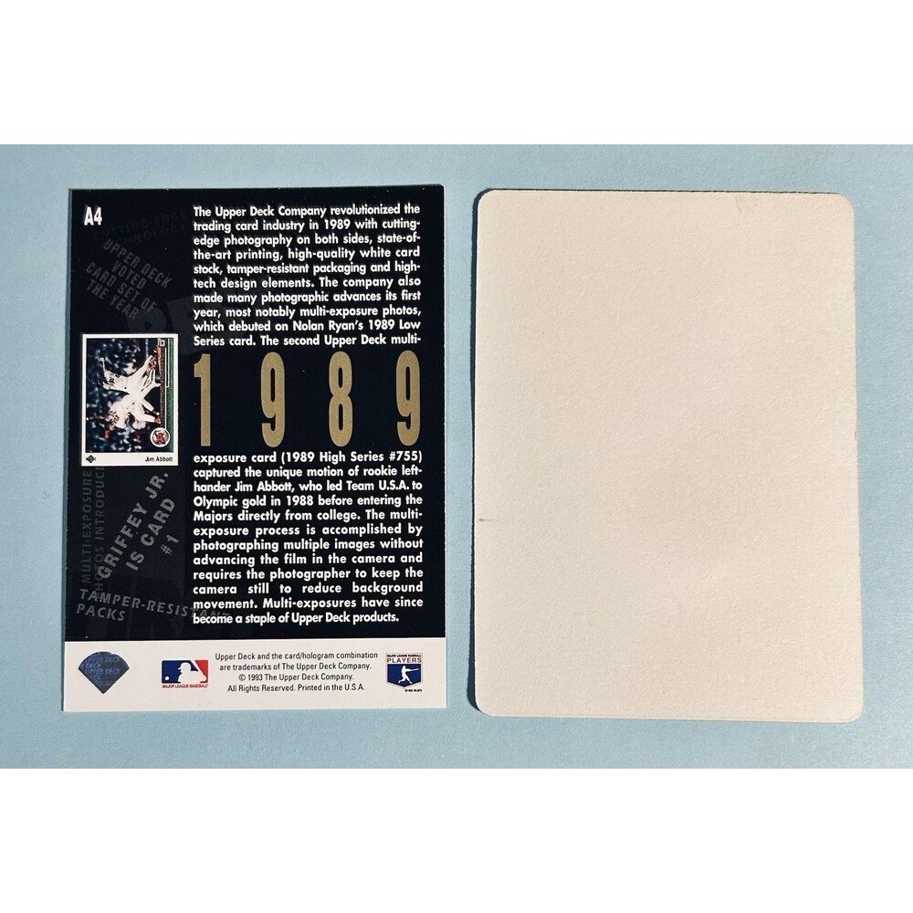 Jim Abbott  CA Angels -1991 Looney Tunes hologram  & '93 Upper Deck 5th Ann #A4 - Picture 2 of 2